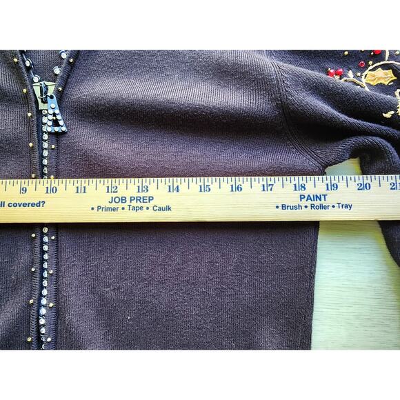 SWEATER JACKET & TANK-BEREK-Rhinestones-Appliques-Black-Gold-2 Piece-Size XL - Picture 14 of 15